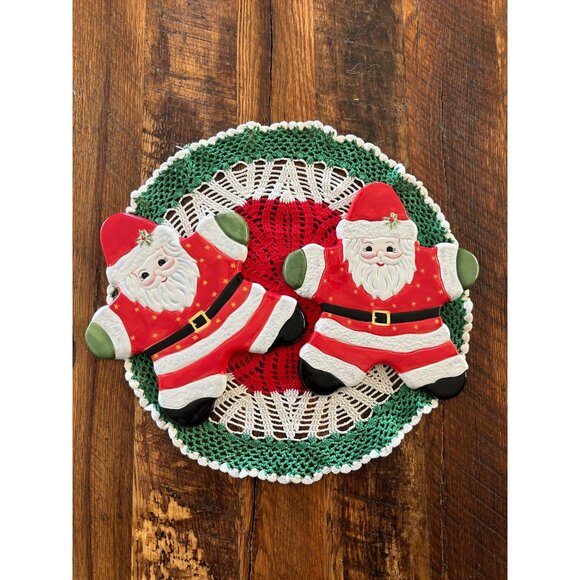 Set Of 2 Traditions Christopher Radko Santa Claus Shaped Ceramic Trivets - Picture 1 of 7